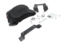 Load image into Gallery viewer, V-TWIN Deluxe Solo Seat Kit with saddlebag for motorcycle, featuring black leather seat and matching saddlebag for custom styling.