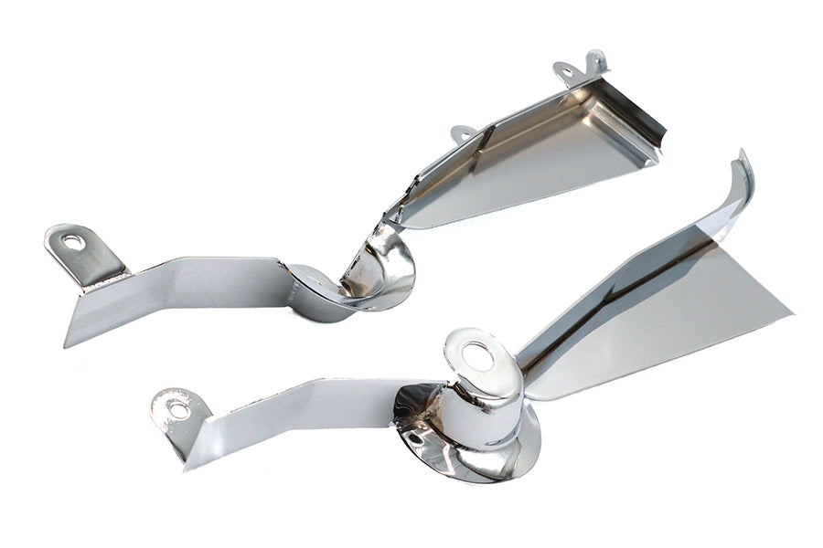 Chrome V-Twin saddlebag filler panel kit installed on motorcycle seat and saddlebags for a sleek, custom look.