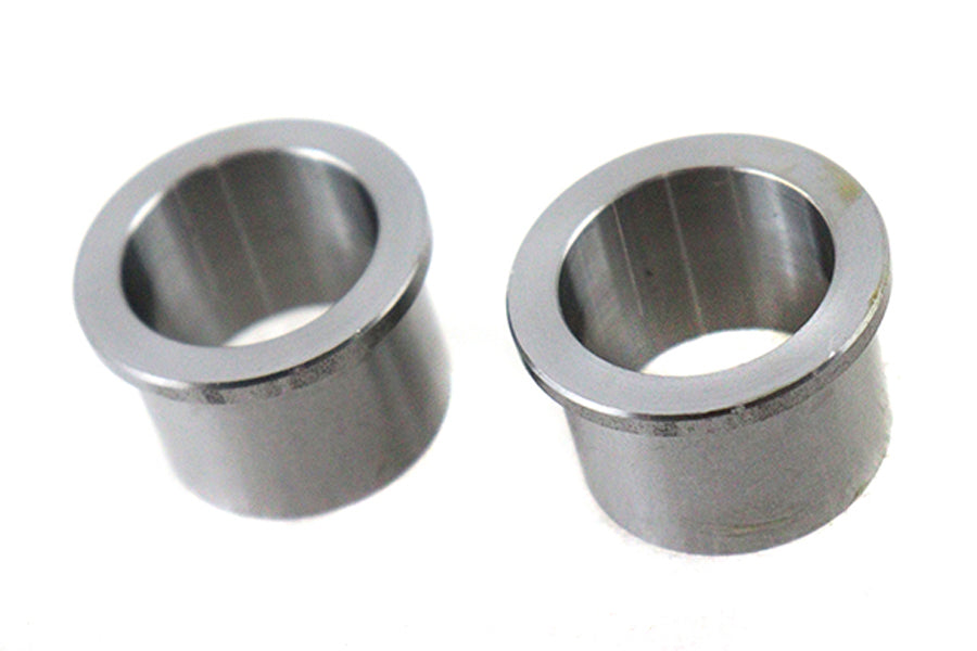 V-Twin cast wheel spacer set in zinc plating for motorcycle wheel and tire enhancement, showing metallic spacer components.