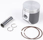 Vertex piston kit with multiple piston components for engine repair, showcasing metallic pistons and hardware.