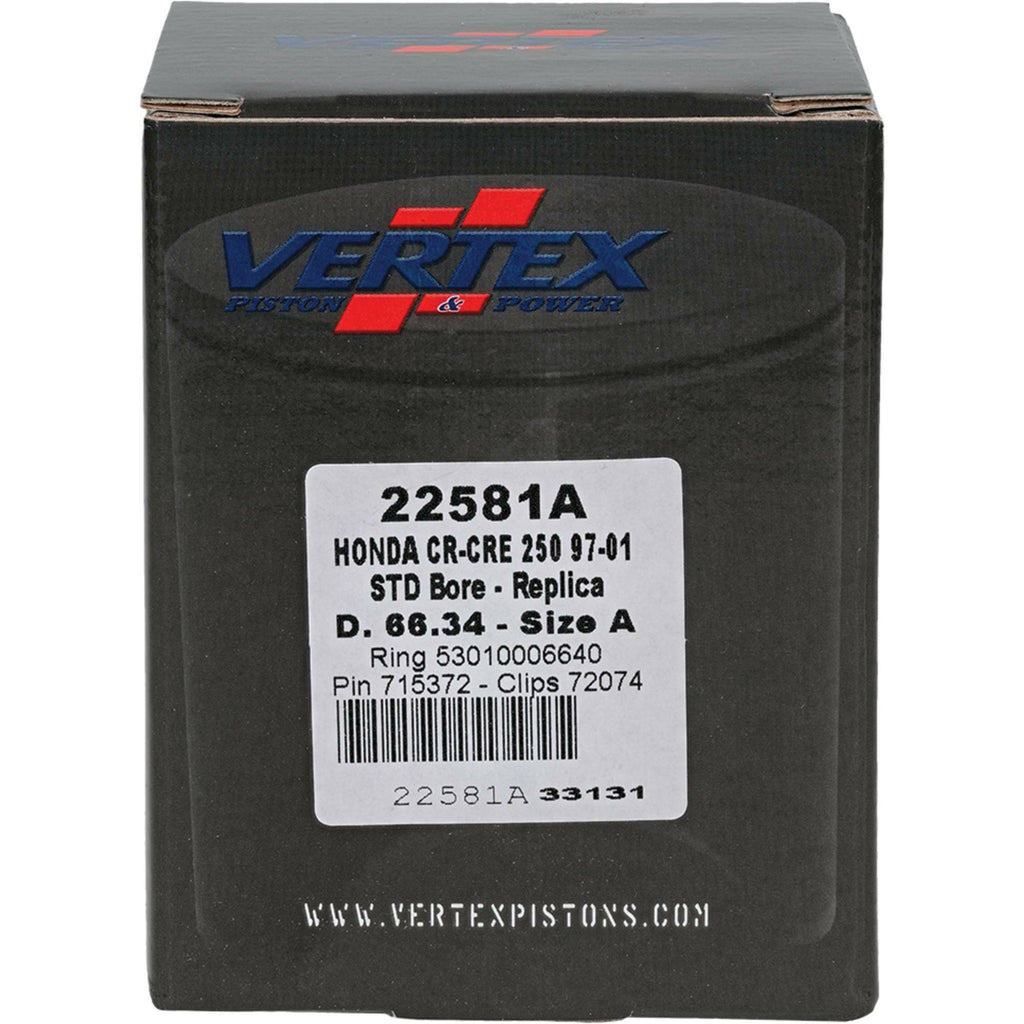 Vertex cast piston kit with standard 66.34mm diameter, included in VERTEX piston kits and components for engine rebuilds.