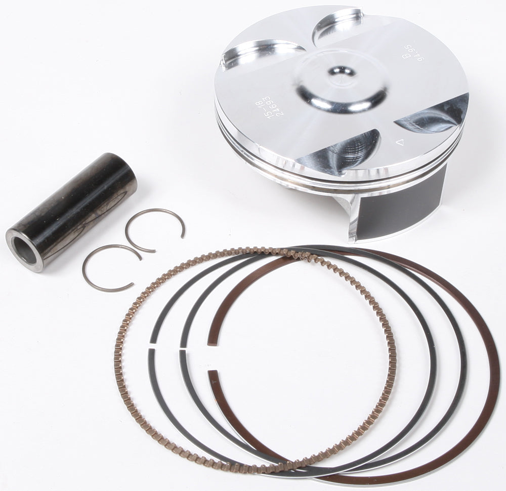 Vertex forged piston kit for KTM, 94.95mm standard size, 11.9:1 compression ratio, includes piston and components.