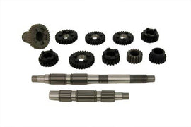 V-TWIN Speed Shop 5-speed transmission gear set for Harley Davidson models 91-06, showing detailed gears and transmission components.