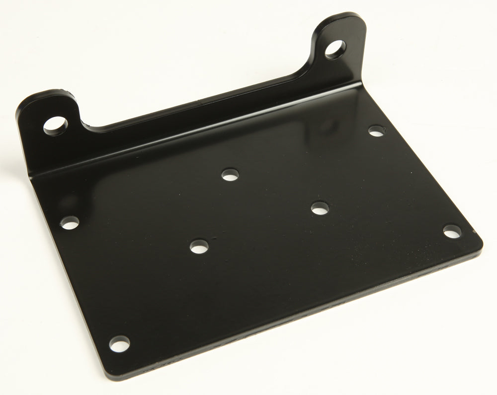 Warn Plate Mount Fairlead 4.0ci mounting bracket, black metal with mounting holes for off-road winch setup.