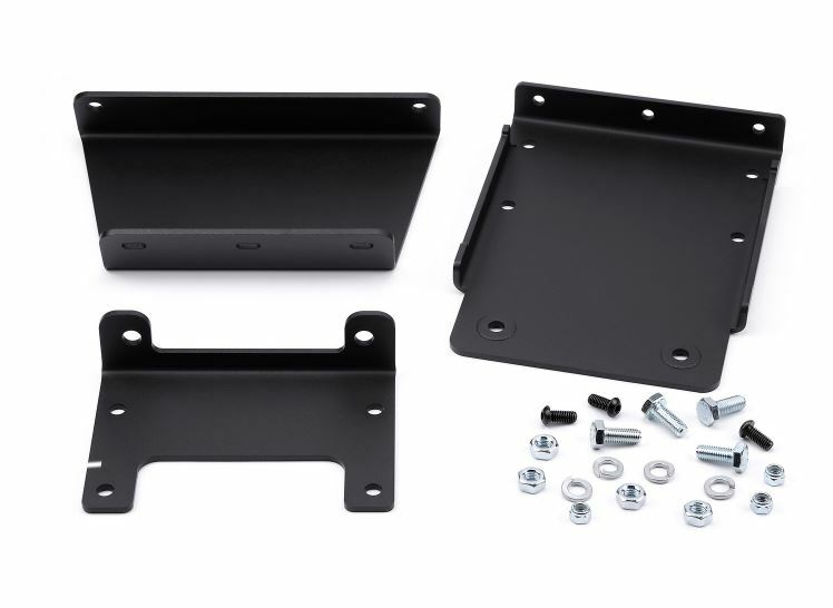 Warn winch mount bracket for Kawasaki, designed for secure attachment of Warn winches on off-road vehicles.