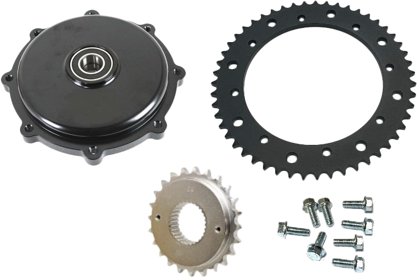 Black WPS chain drive conversion kit for Harley Davidson Bagger trans and drive system, fits 2017-2024 models.