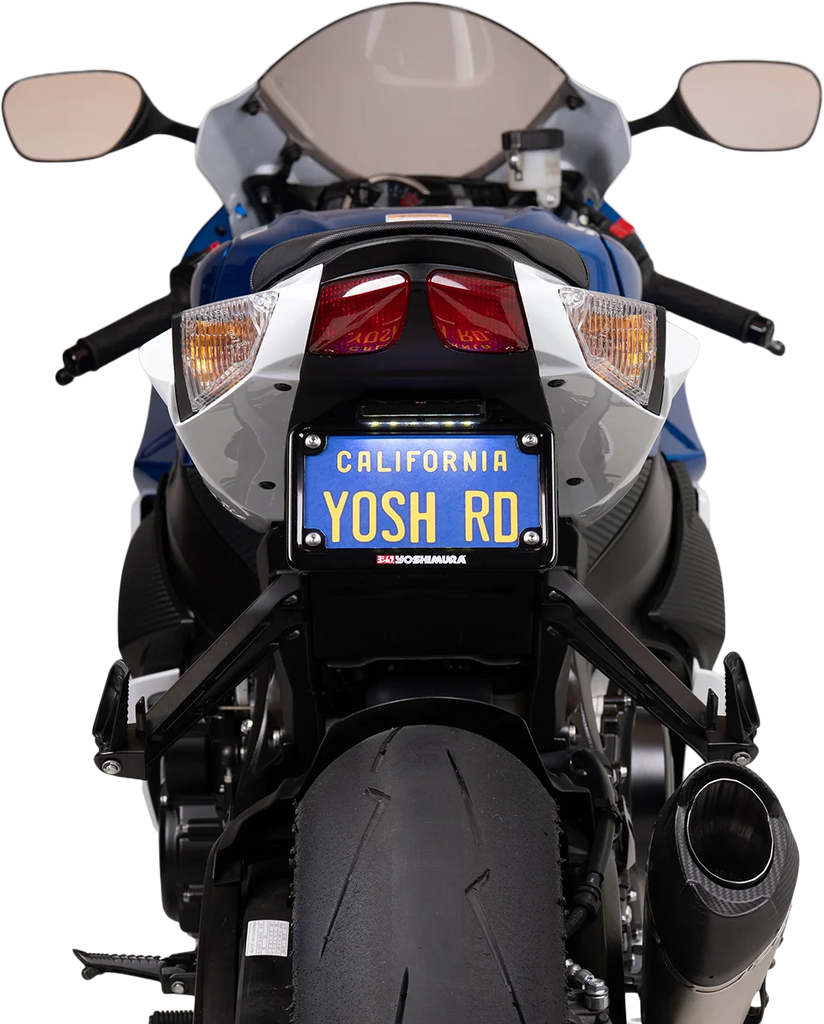 YOSHIMURA Fender Eliminator V2 Kit for Suzuki motorcycles, body kit with license plate bracket and LED light assembly.