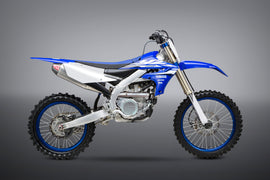 Yoshimura RS-4 exhaust system with header, canister, and end cap in stainless steel, aluminum, and carbon fiber for motorcycles.