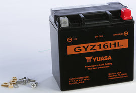 Yuasa GYZ16HL sealed factory-activated battery with durable design, suitable for automotive and industrial applications.
