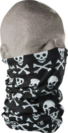 ZAN Motley Tube Crossbones headgear featuring a black and white crossbones design on stretchy fabric.