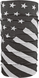 ZAN Motley Tube polyester headgear in black and white flag design, versatile neck and face covering.