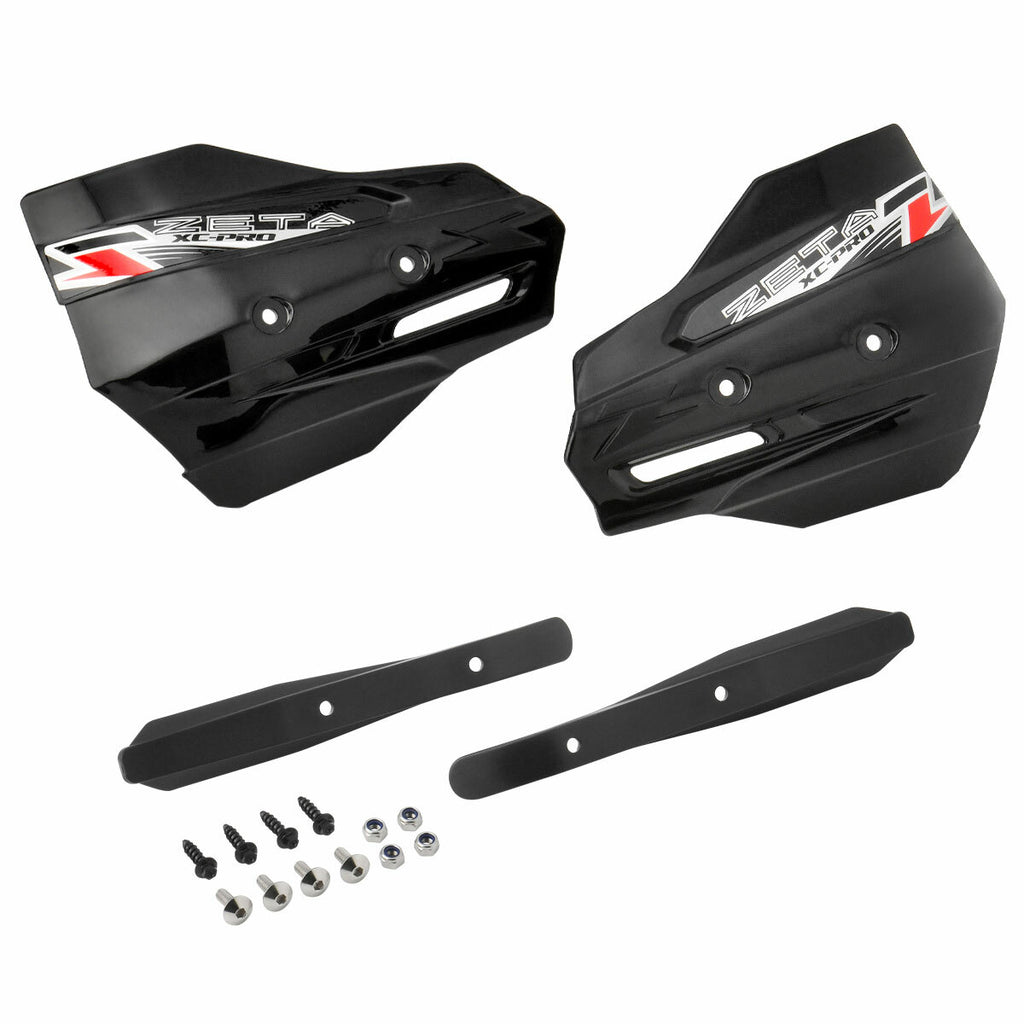 Black ZETA Xc Pro Convert Handguard for motocross bikes, showing the sturdy, lightweight design with mounting hardware.