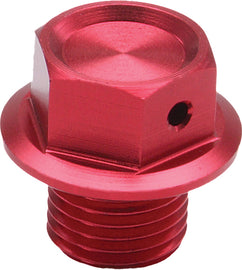 Red ZETA magnetic drain plug for Honda CRF250 motorcycle, designed to prevent metal debris in the engine oil.
