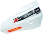 White ZETA Xc Protector Handguard Shields for Honda CRF250 motorcycle, featuring durable plastic construction and mounting hardware.