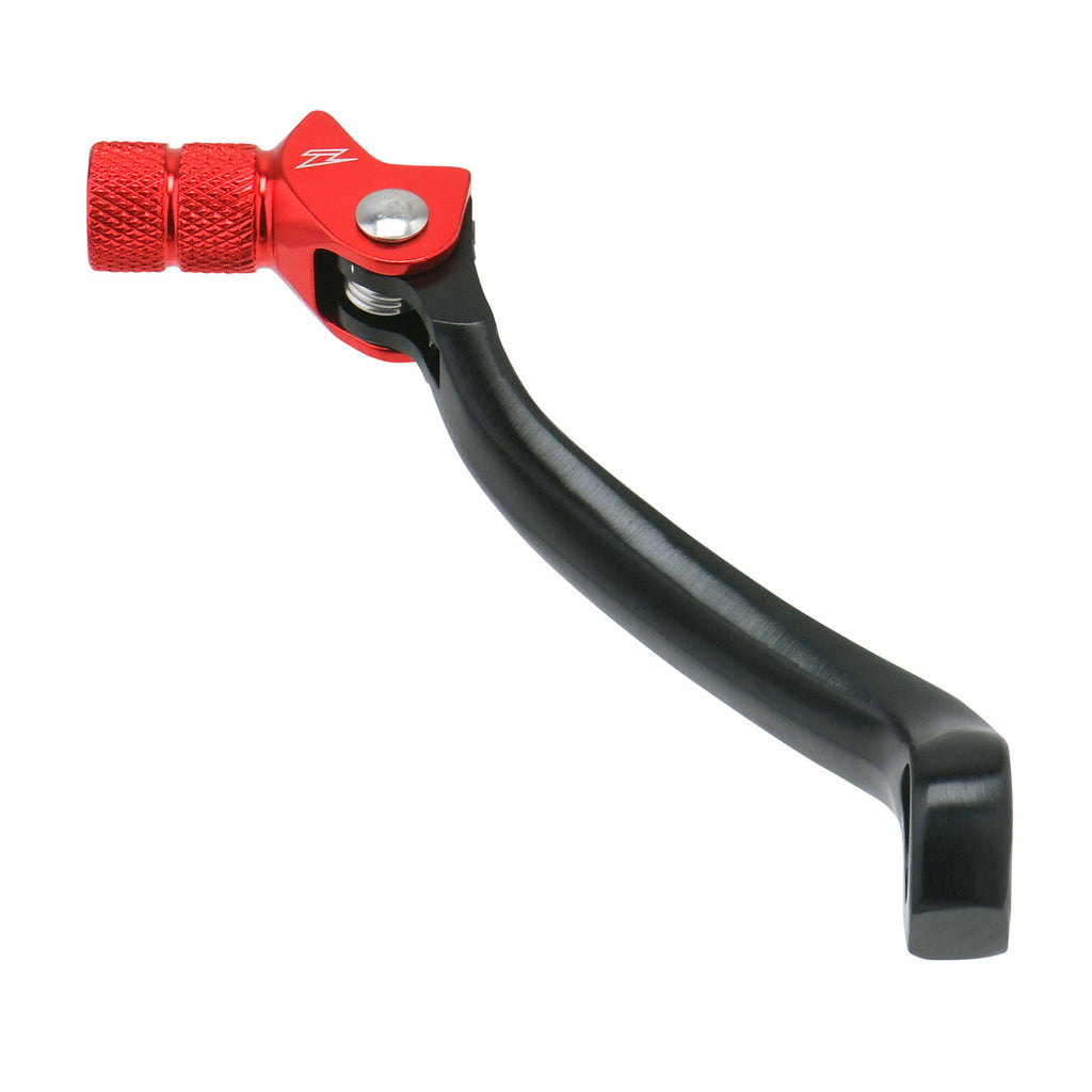ZETA forged aluminum motorcycle shift levers in red, designed for Gas models, with a sleek and durable finish.