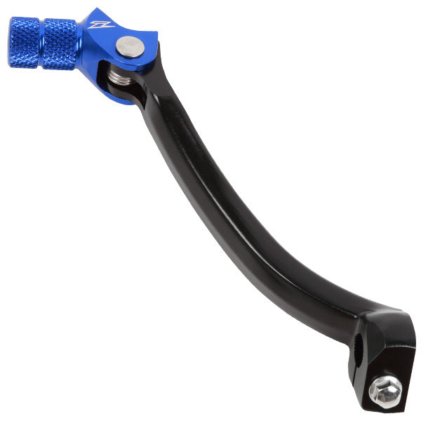 ZETA Forged Shift Lever in blue for Yamaha motorcycle, featuring 10mm mounting, durable metal construction, and precise shifting.