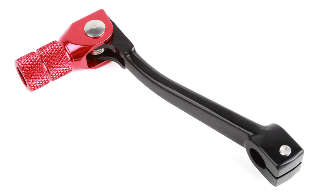 Red forged ZETA shift lever for HON motorcycles, featuring durable construction and ergonomic design.