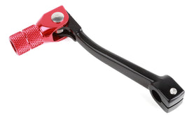 Red forged ZETA shift lever for HON motorcycles, featuring durable construction and ergonomic design.