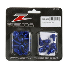 Load image into Gallery viewer, Blue ZETA aluminum bolt kit for off-road motorcycles, includes durable fasteners for secure assembly and maintenance.