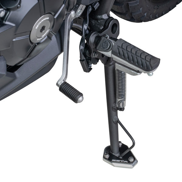 ZETA street side stand extender, 2-piece set, durable metal construction, designed for ZETA motorcycle side stands.