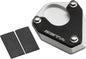 ZETA black and silver street side stand extender for Kawasaki motorcycle, model 634-9705, showing the extender attached to the side stand