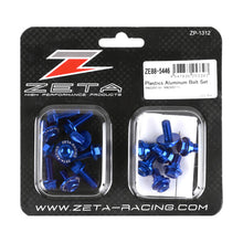 Load image into Gallery viewer, ZETA Aluminum Bolt Kit in blue, includes multiple bolts and fasteners, suitable for motorcycle or bike upgrades.