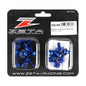 ZETA Aluminum Bolt Kit in blue, includes multiple bolts and fasteners, suitable for motorcycle or bike upgrades.