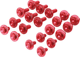 Red ZETA Aluminum Bolt Kit with multiple bolts, fasteners, and fittings for motorcycle or vehicle assembly.