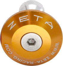 Load image into Gallery viewer, ZETA Gold Bar End Plug for bicycle handlebars, showcasing a sleek, shiny finish and precise fit for enhanced bike aesthetics.