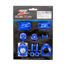 Load image into Gallery viewer, ZETA Billet Kit Hus Blue for motorcycles, showcasing blue anodized alloy components and precision-machined parts.