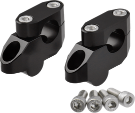 Black ZETA Offset Handlebar Riser Kit with 20mm, 26mm, and 22.2mm clamps for motorcycle handlebars.