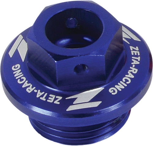 Blue ZETA Oil Filler Plug 634-8142B, durable automotive part for oil reservoir filling and maintenance.