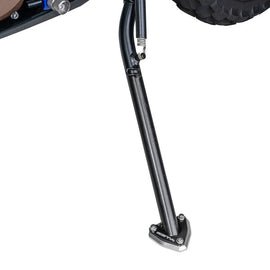 Pair of ZETA Side Stand Extenders for motorcycles, showing two black metal extensions with mounting hardware.