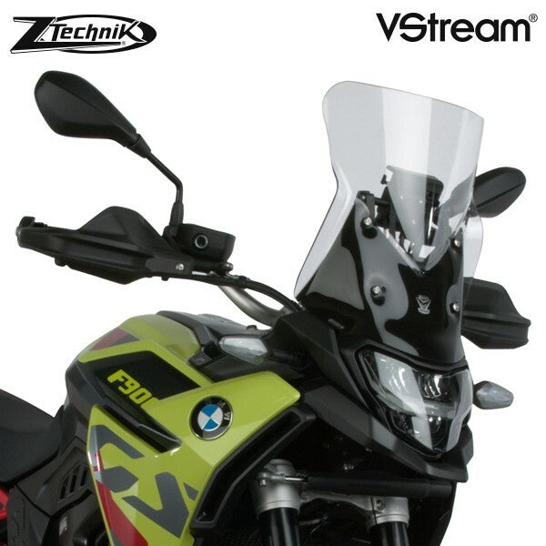 ZTechnik Vstream tall touring windshield in clear for BMW motorcycles, providing wind protection and enhanced riding comfort.